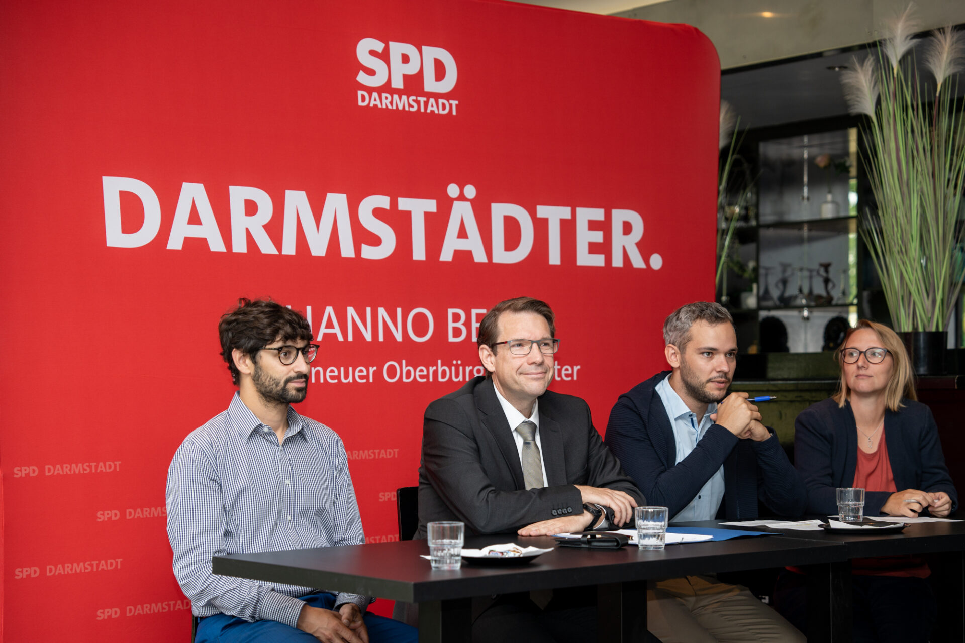 Bijan Kaffenberger (MdL), Oberbürgermeister Hanno Benz, Tim Huß, Fraktionsvorsitzende Anne Marquardt; 2022